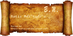 Batiz Mátyás névjegykártya