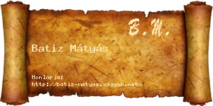 Batiz Mátyás névjegykártya